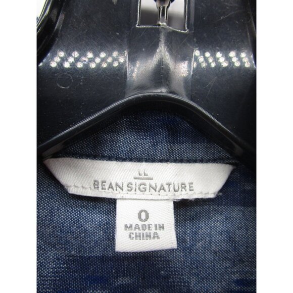 LL Bean Top 0 Signature Shirt Chambray Aztec Button Down Flap Pocket - Picture 9 of 11